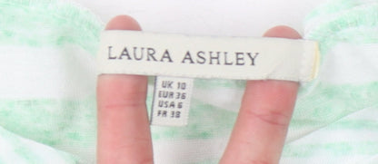 Womens UK Size 10 Laura Ashley Green Basic T-Shirt