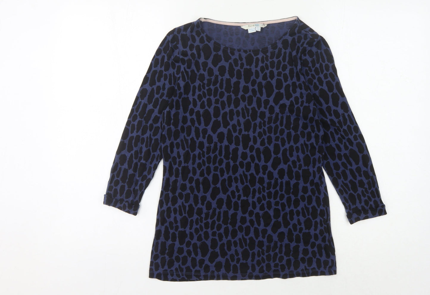 Boden Women's Blue Animal Print Top, Size 6, 3/4 Sleeves
