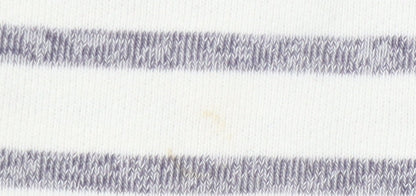 Weird Fish Women's Ivory and Blue Striped Cardigan - Size 12