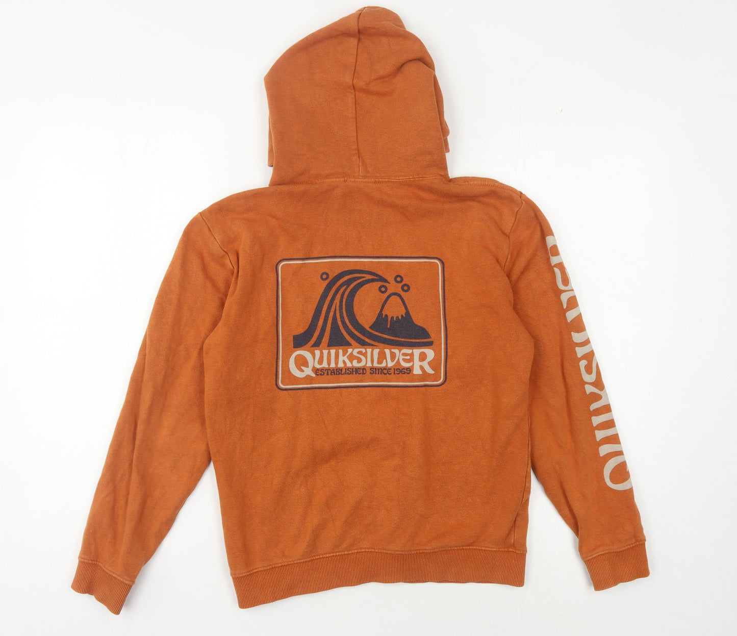 Quiksilver Boys Orange Hoodie M Pullover Logo Casual Skatewear