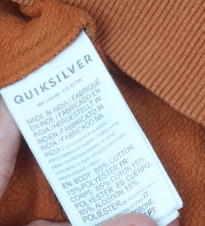 Quiksilver Boys Orange Hoodie M Pullover Logo Casual Skatewear