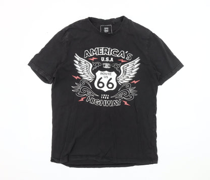Route 66 Men's Black Graphic T-Shirt, Large
