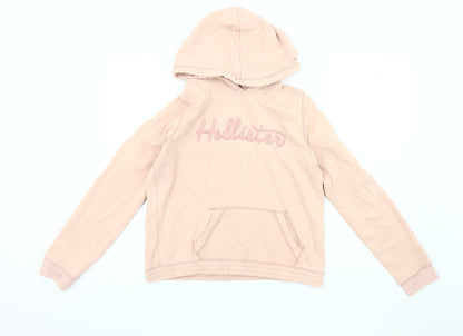Hollister Women's Pink Pullover Hoodie - Size M, Logo Design