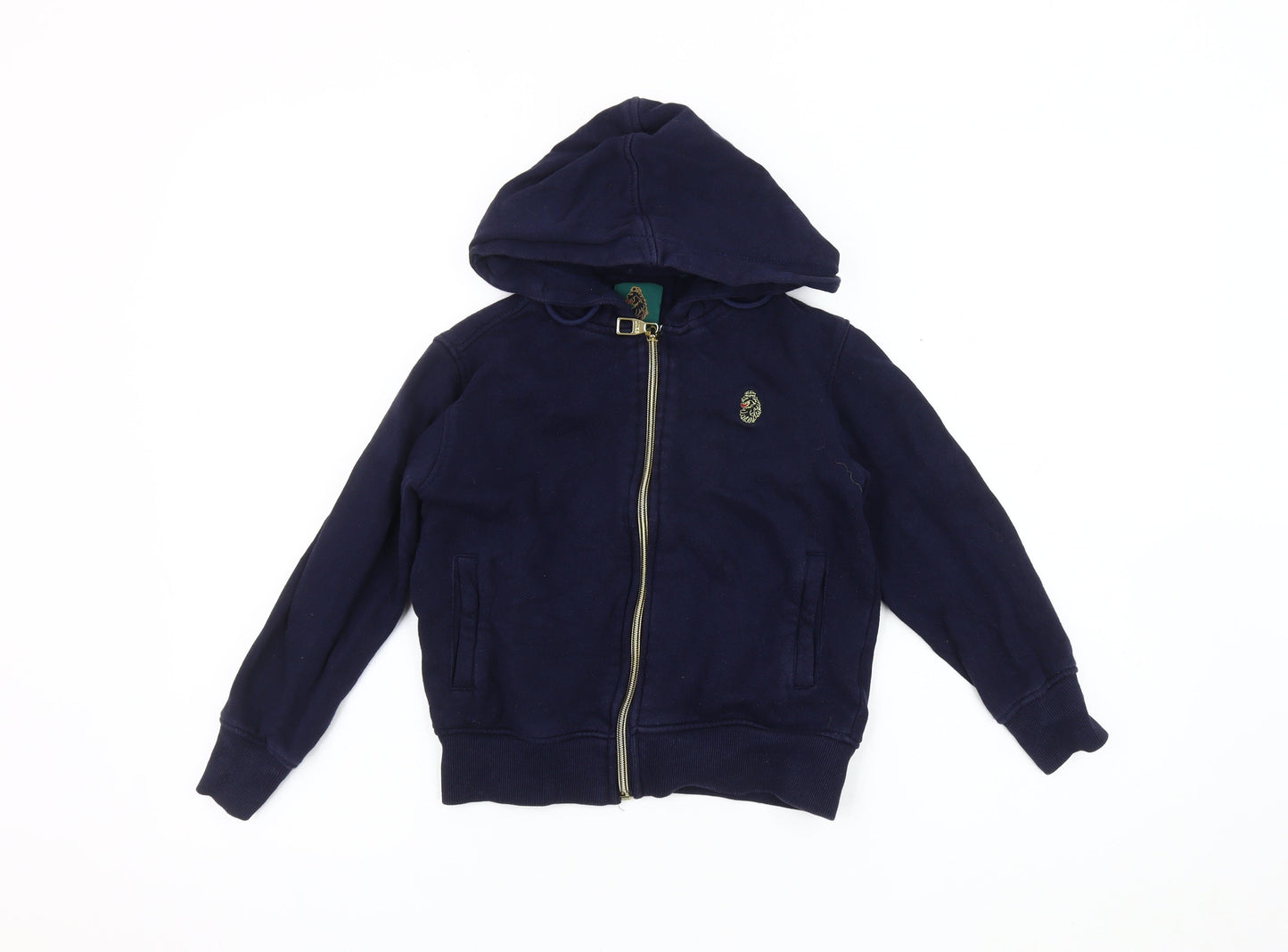 Luke Boys Blue Cotton Hooded Jacket 6-7 Years Zip Casual
