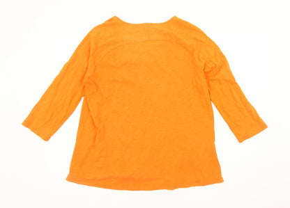 Jaeger Women’s Orange 3/4 Sleeve Cotton Shirt L