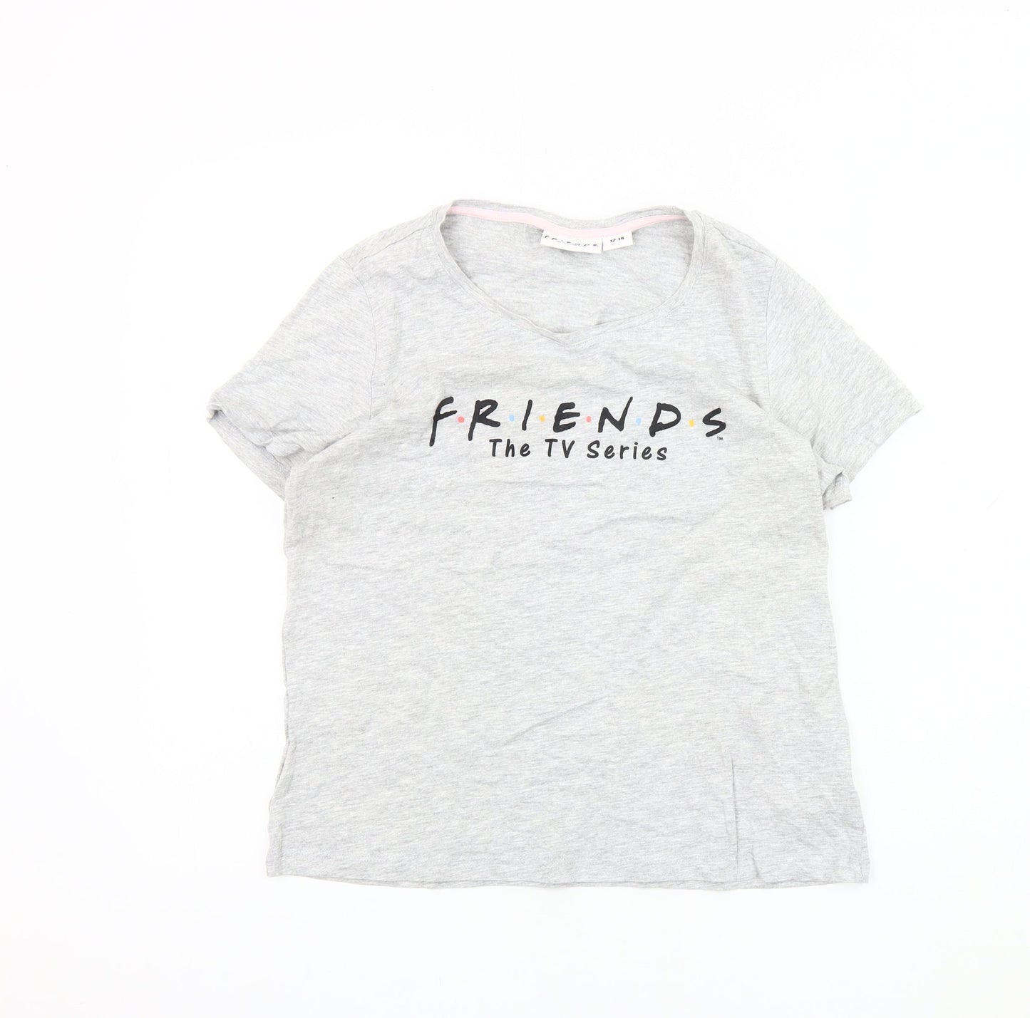 Womens UK Size 12 Friends Grey Basic T-Shirt