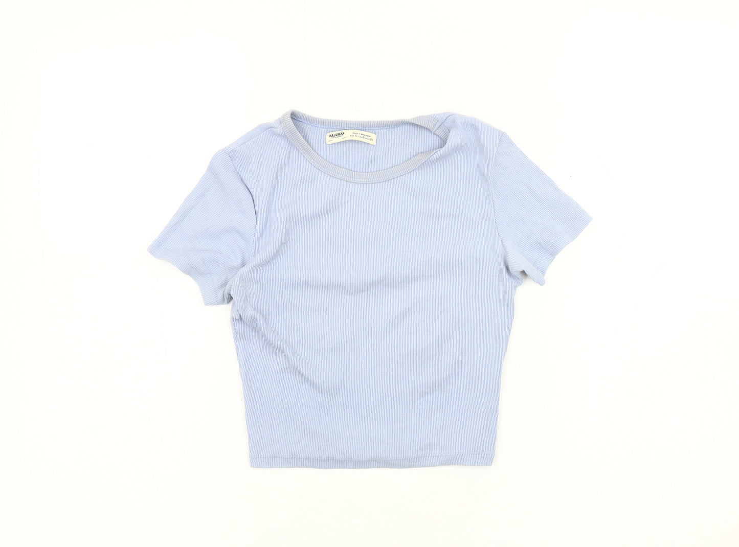 Womens UK Size S Pull & Bear Blue Basic T-Shirt