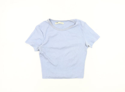 Womens UK Size S Pull & Bear Blue Basic T-Shirt