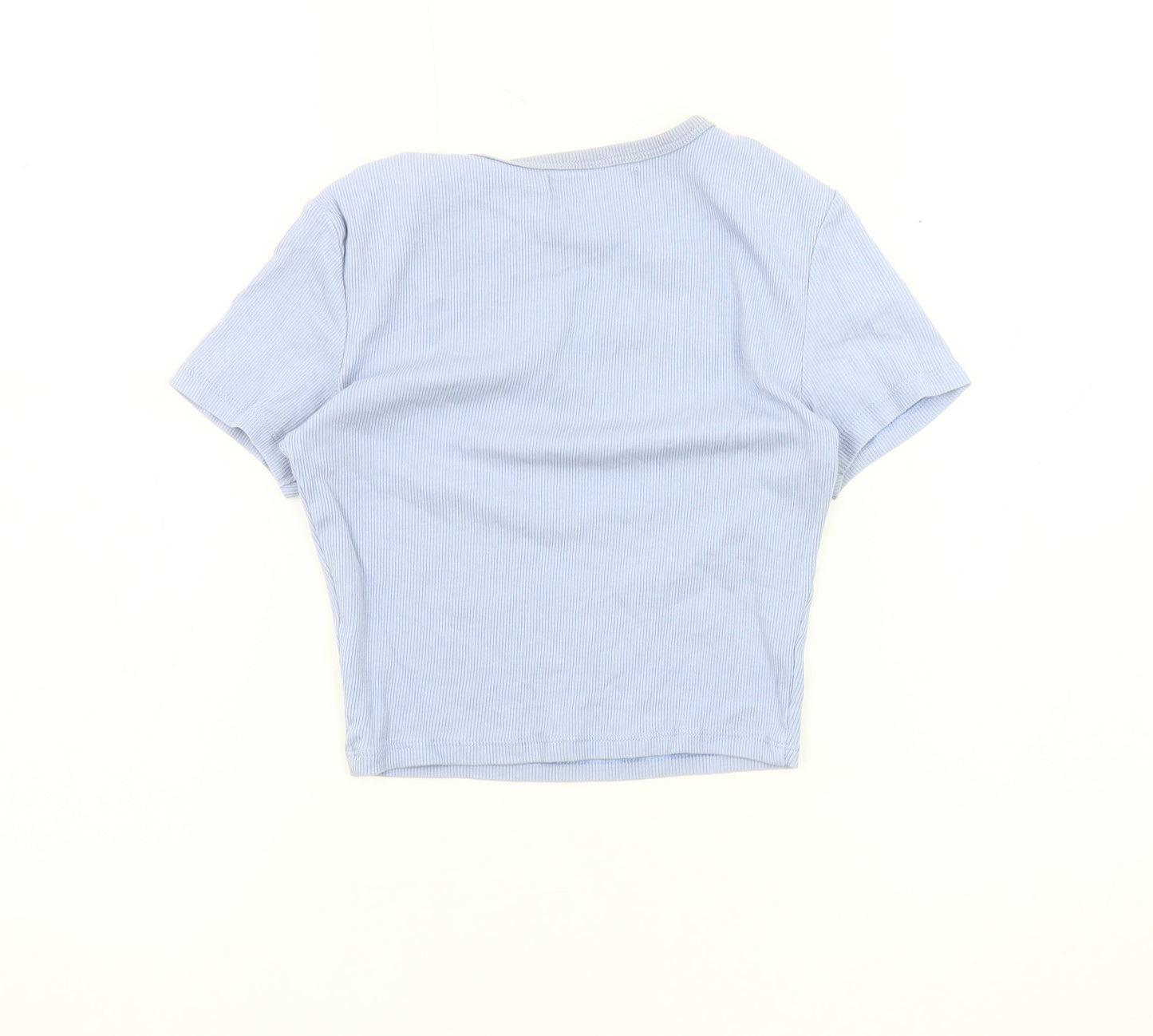 Womens UK Size S Pull & Bear Blue Basic T-Shirt