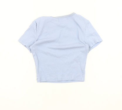 Womens UK Size S Pull & Bear Blue Basic T-Shirt