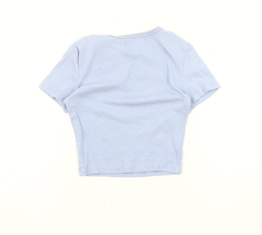 Womens UK Size S Pull & Bear Blue Basic T-Shirt