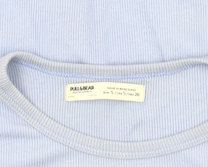 Womens UK Size S Pull & Bear Blue Basic T-Shirt