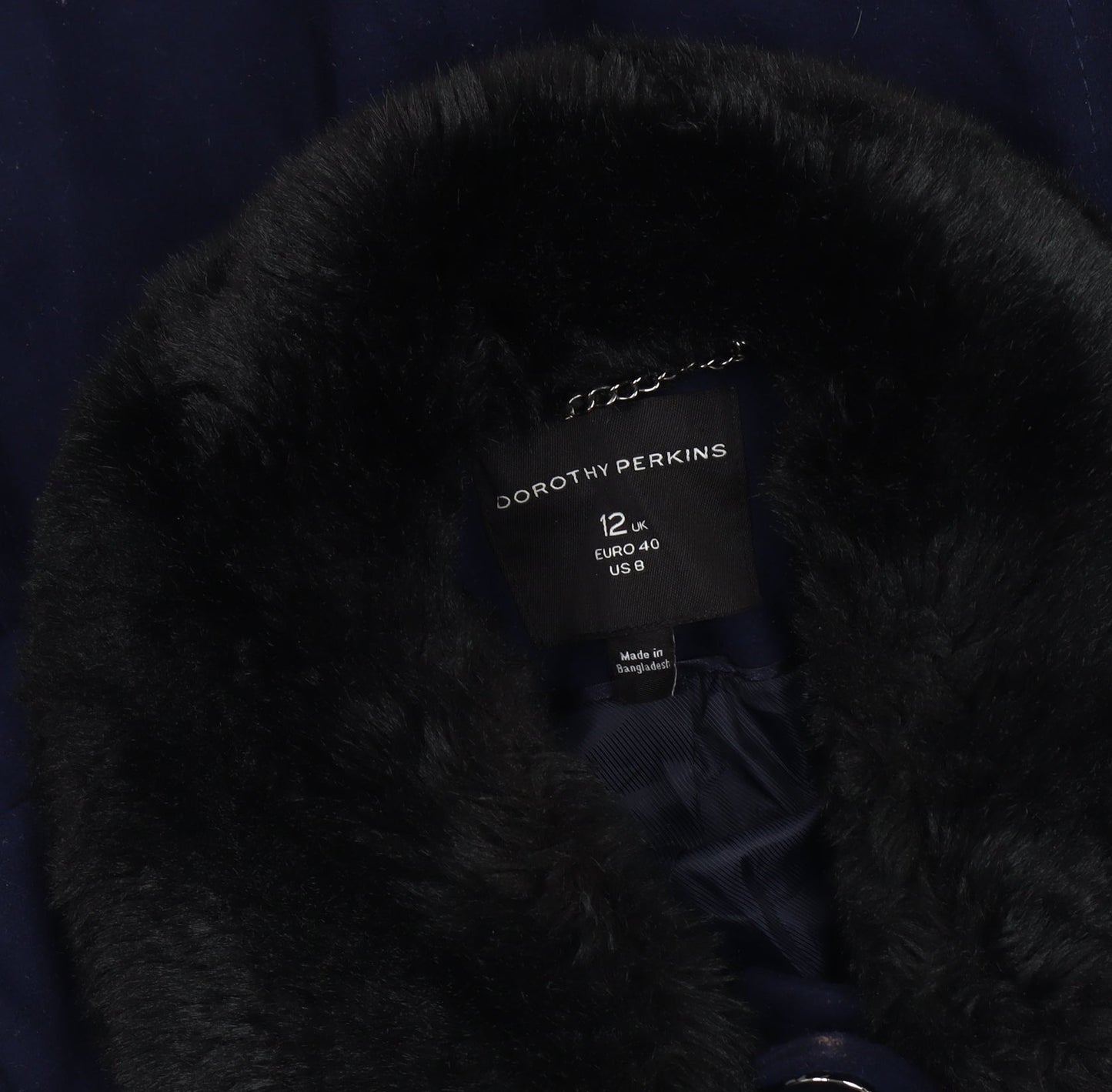 Womens UK Size 12 Dorothy Perkins Blue Overcoat