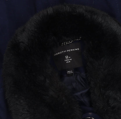 Womens UK Size 12 Dorothy Perkins Blue Overcoat