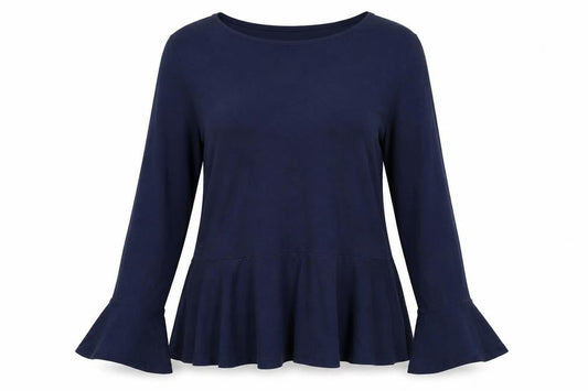 Front view of Red Herring Women's Blue Flared Sleeve Blouse, size 14