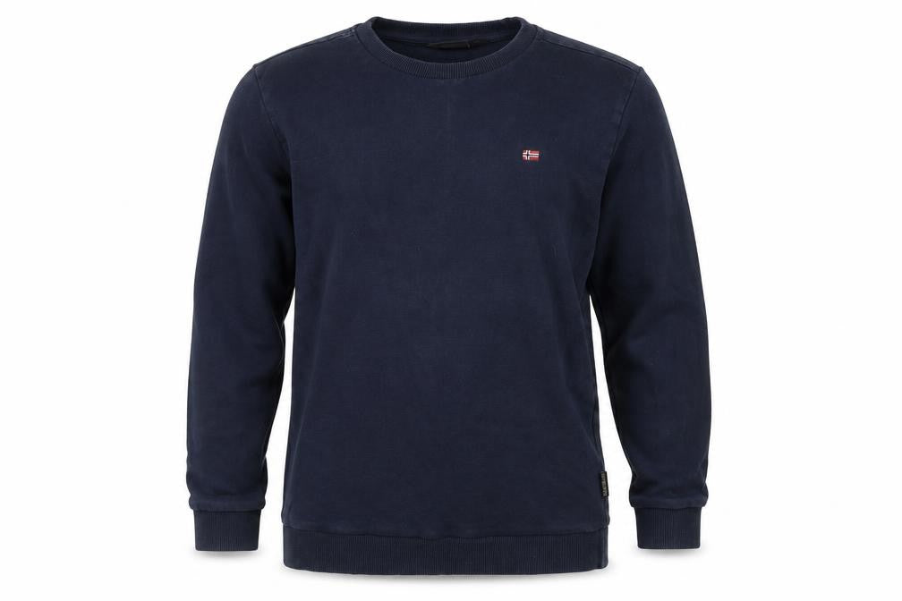 Front view of Napapijri boys’ blue pullover sweatshirt 16 years