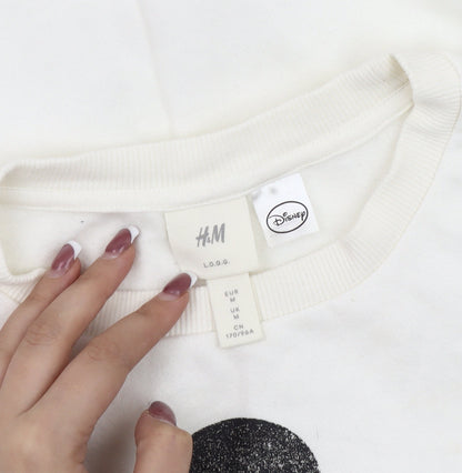 H&M White Disney Sweatshirt, Unisex M, Logo Accents