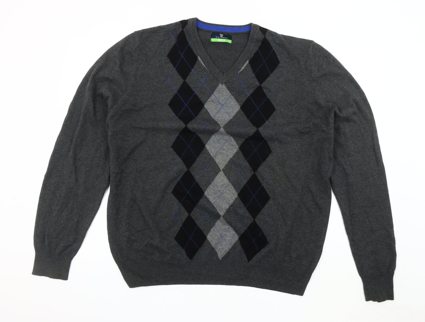 Marks and Spencer Mens Grey Argyle Pullover XL