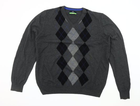 Marks and Spencer Mens Grey Argyle Pullover XL