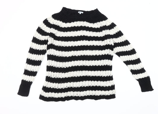 Jigsaw Women's Black Striped Pullover Jumper, M
