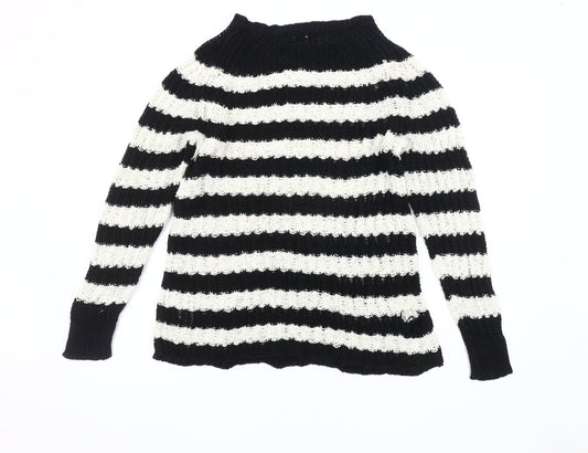 Jigsaw Women's Black Striped Pullover Jumper, M