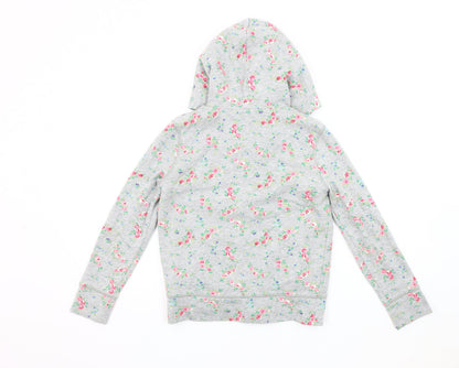 GAP Girls Grey Floral Hoodie Jacket, Size 10 Years Hooded