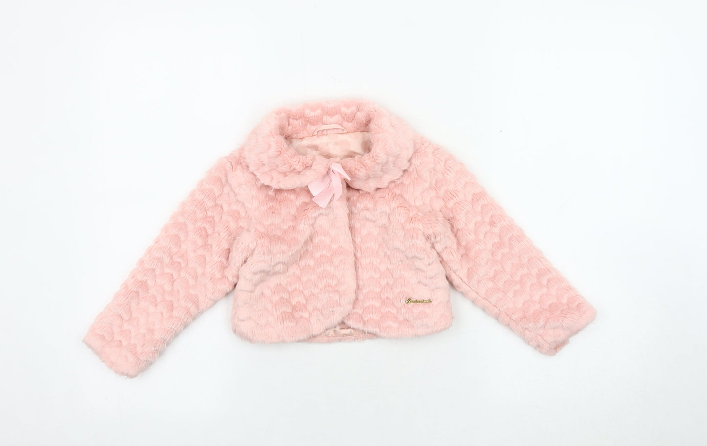 Chickeeduck Girls Pink Jacket, 24 Months, Plush Lined, Bow Accent