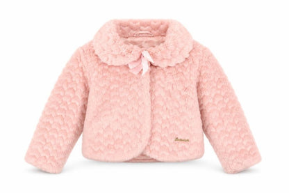 Chickeeduck Girls Pink Jacket, 24 Months, Plush Lined, Bow Accent