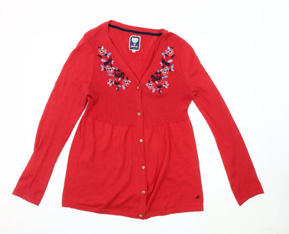 Womens UK Size 12 Mantaray Red Cardigan Jumper
