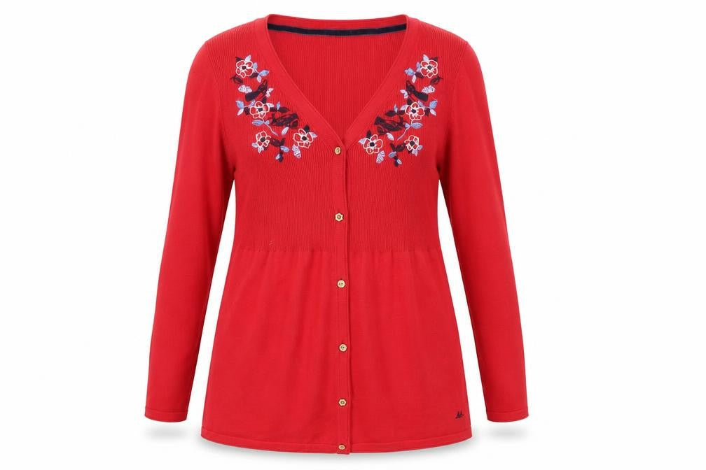 Womens UK Size 12 Mantaray Red Cardigan Jumper