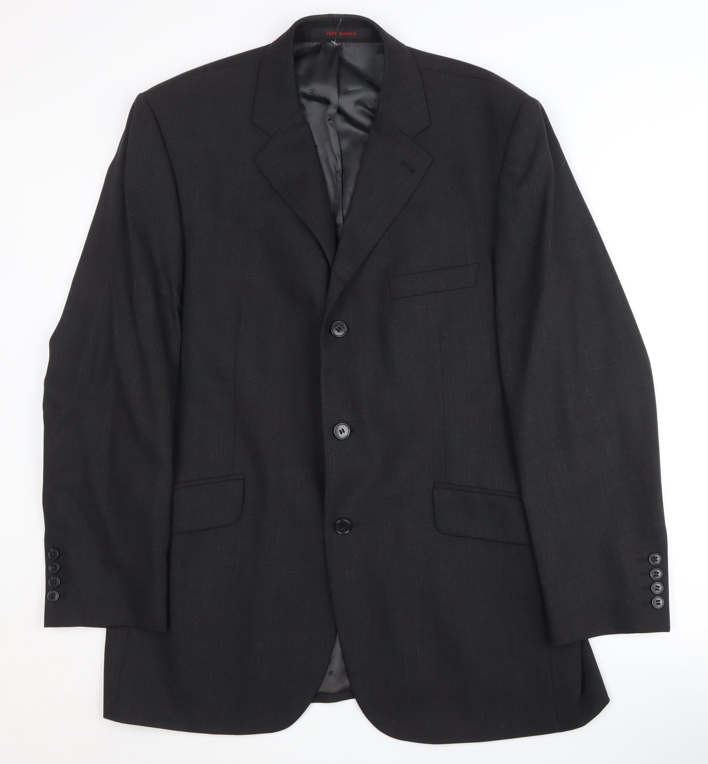 Mens UK Size 42 Jeff Banks Regular Black Suit Jacket
