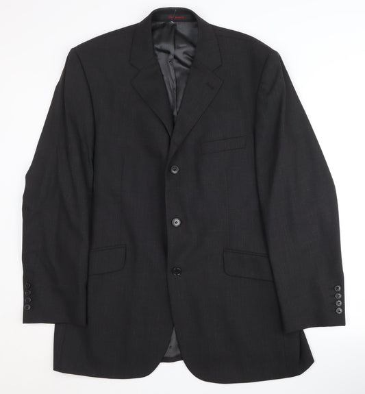 Mens UK Size 42 Jeff Banks Regular Black Suit Jacket