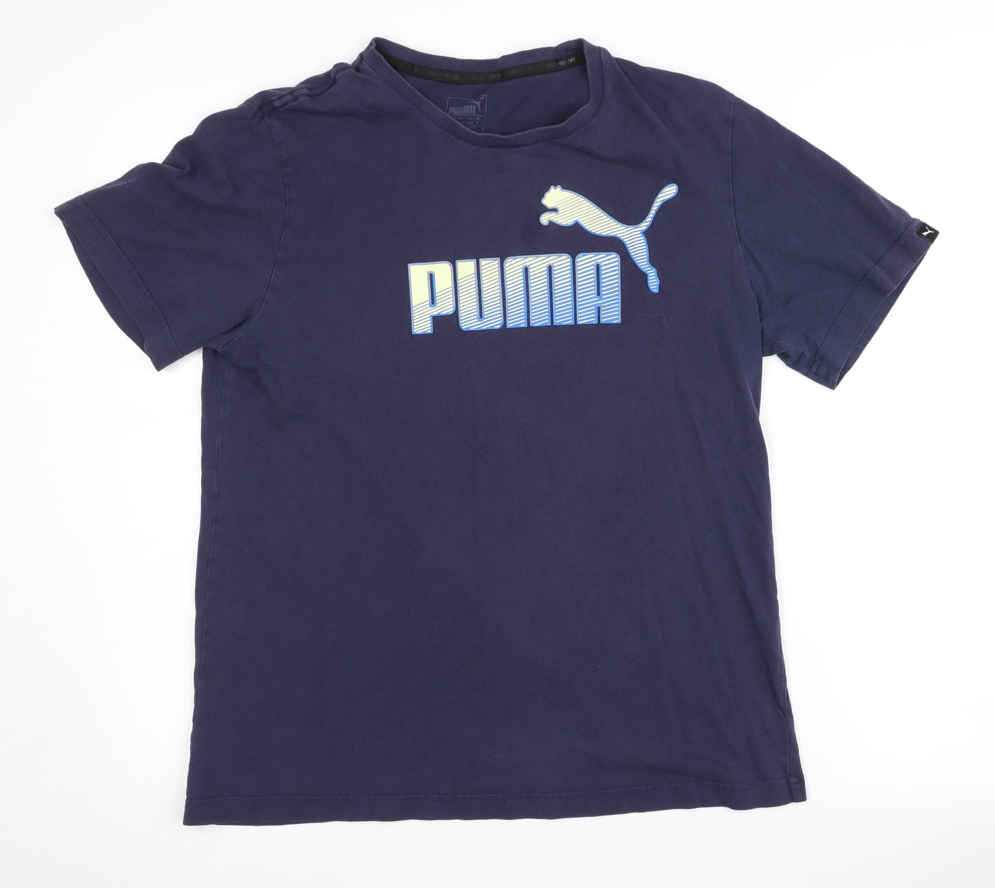 Puma Men's Blue Graphic T-Shirt, Medium, Sports Style