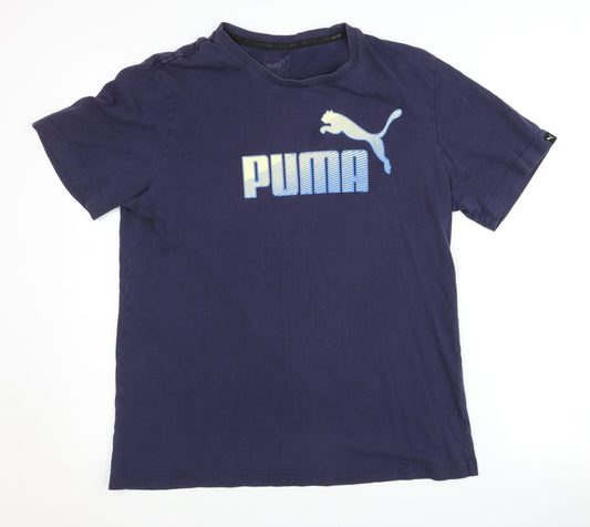 Puma Men's Blue Graphic T-Shirt, Medium, Sports Style