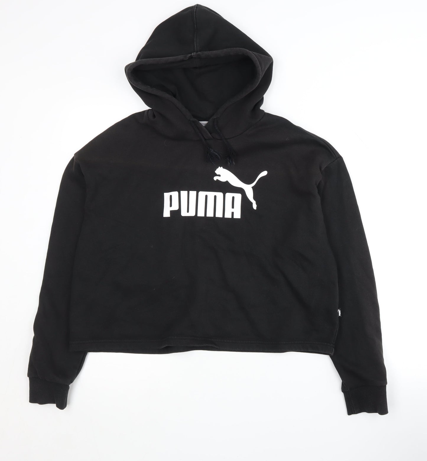 Puma Women's Black Hooded Pullover Logo Hoodie Size 8