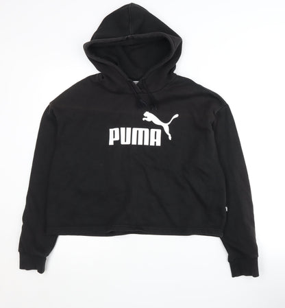 Puma Women's Black Hooded Pullover Logo Hoodie Size 8