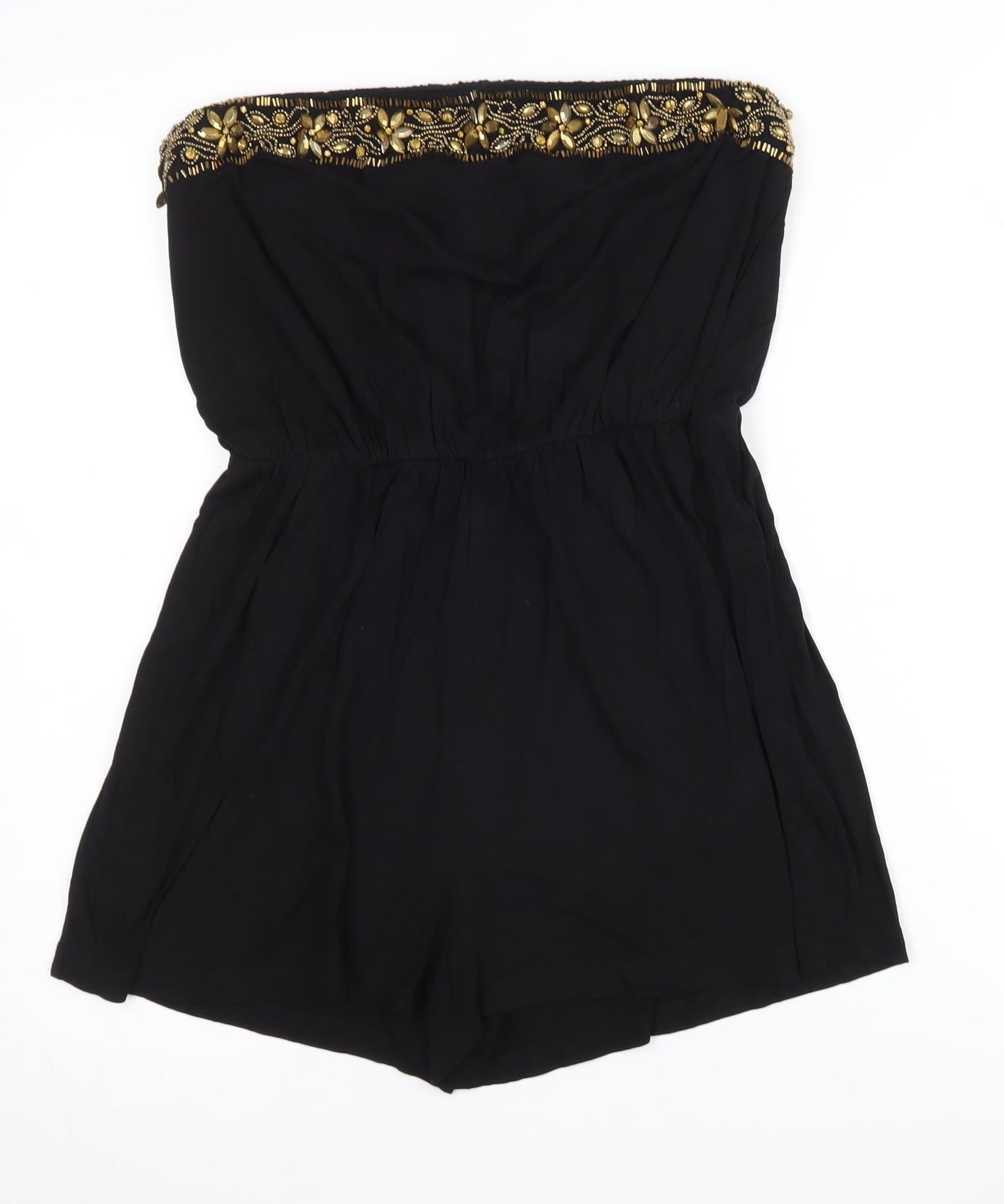 Rock & Rags Black Beaded Strapless Playsuit Size S