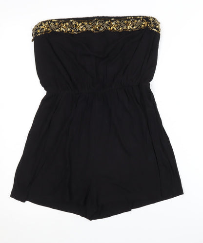 Rock & Rags Black Beaded Strapless Playsuit Size S