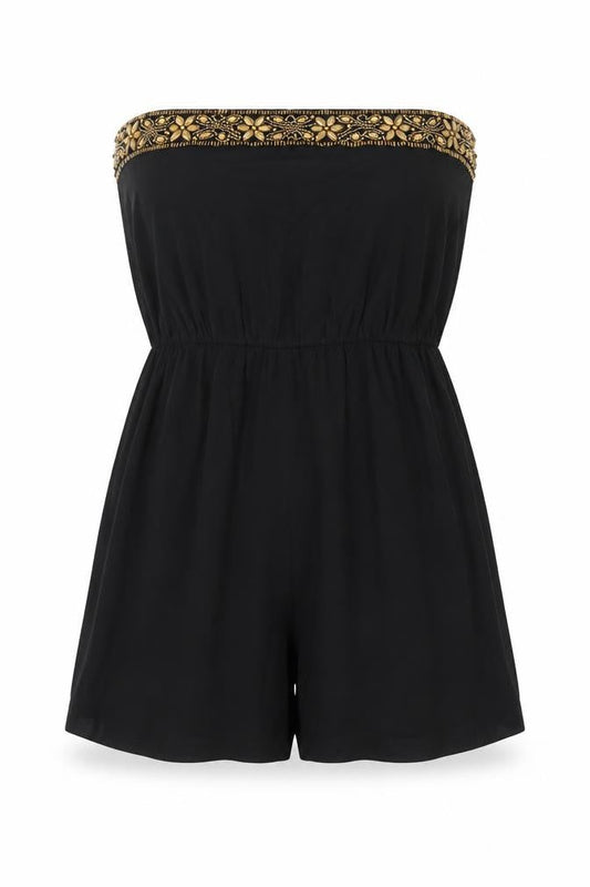 Rock & Rags Black Beaded Strapless Playsuit Size S