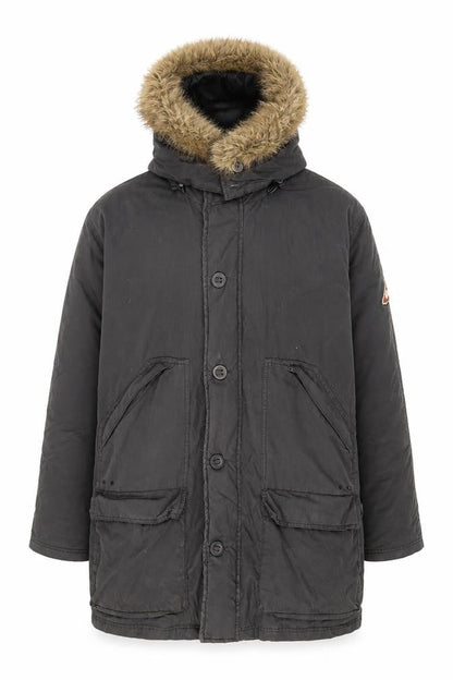 FatFace Men's Black Parka Coat with Hood – M
