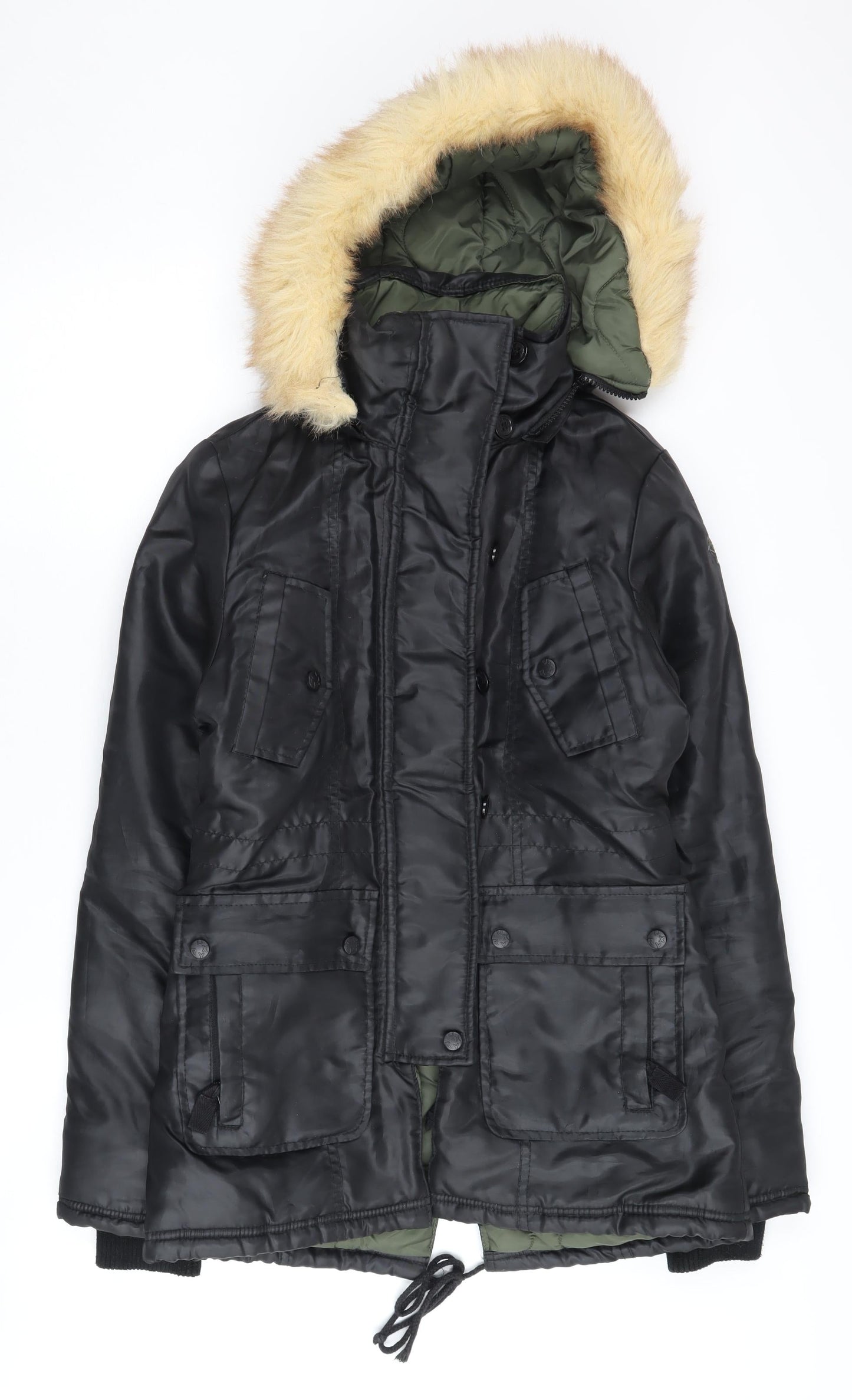 Womens UK Size S ROXY Black Parka Coat