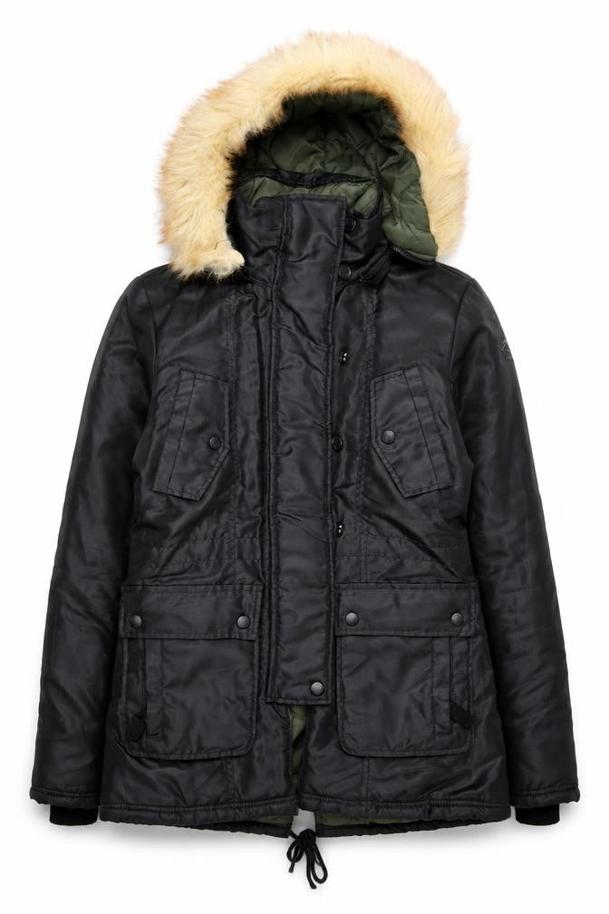 Womens UK Size S ROXY Black Parka Coat