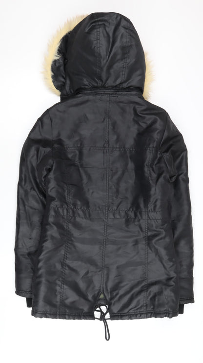 Womens UK Size S ROXY Black Parka Coat