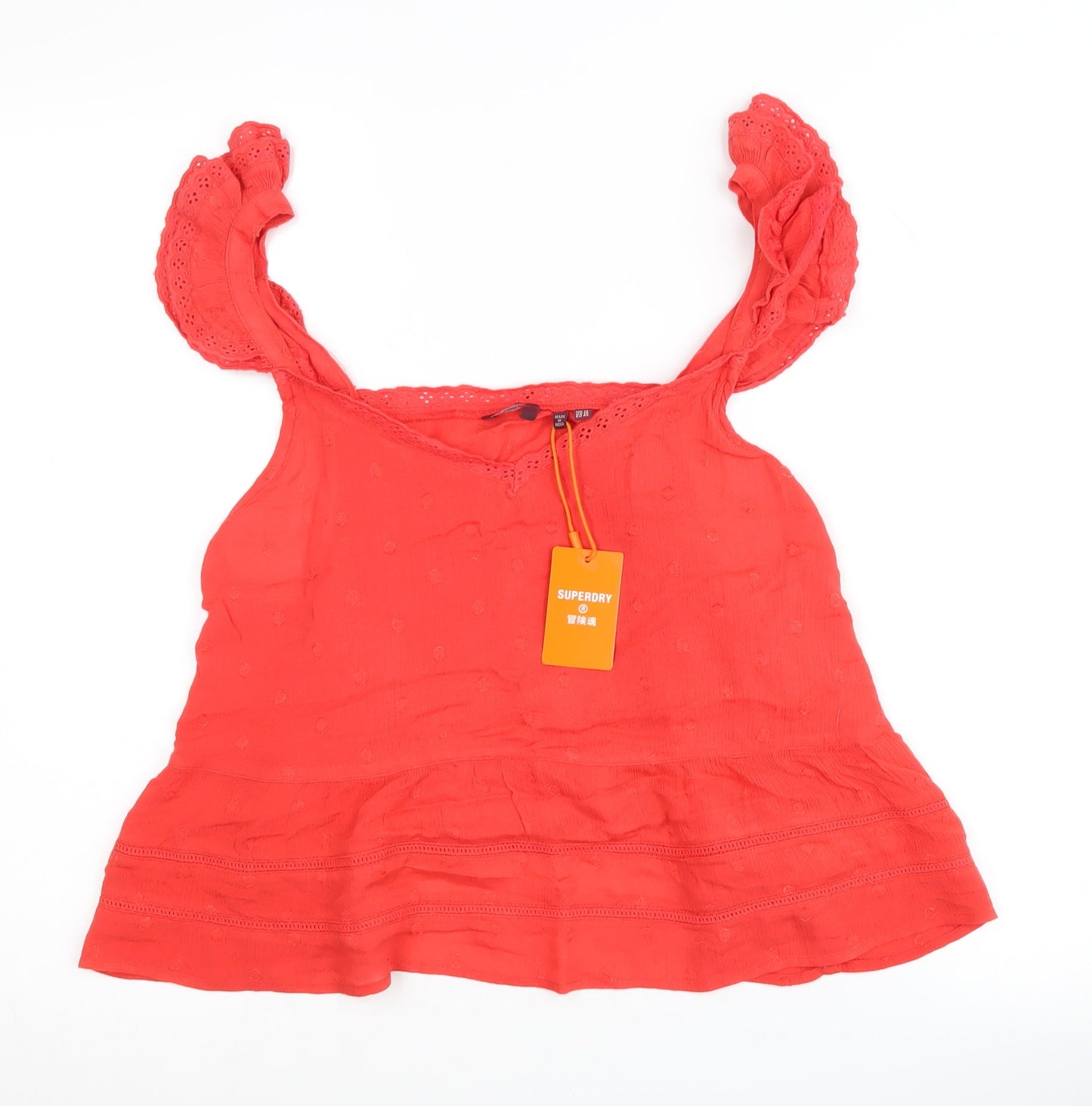 Womens UK Size 14 Superdry Red Camisole Blouse