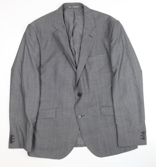 Mens UK Size 46 Jeff Banks Regular Grey Suit Jacket