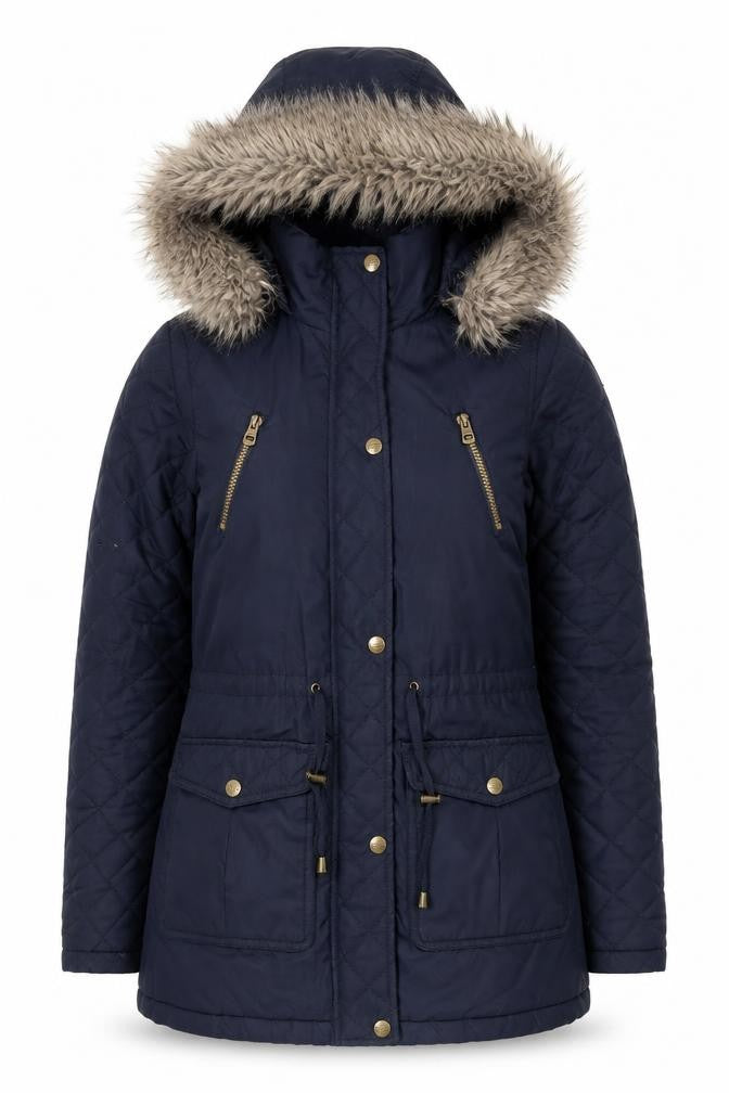 Womens UK Size 6 Pineapple Blue Parka Coat