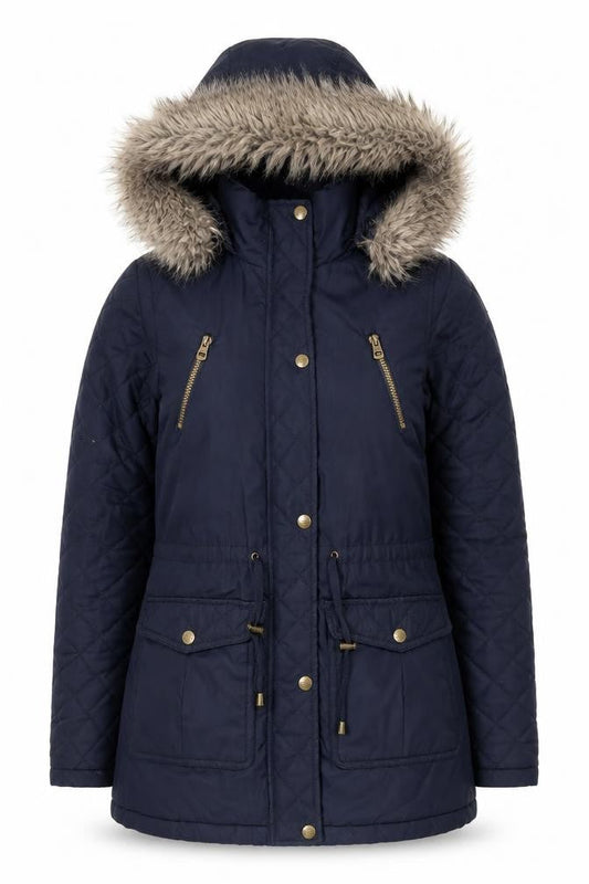 Womens UK Size 6 Pineapple Blue Parka Coat