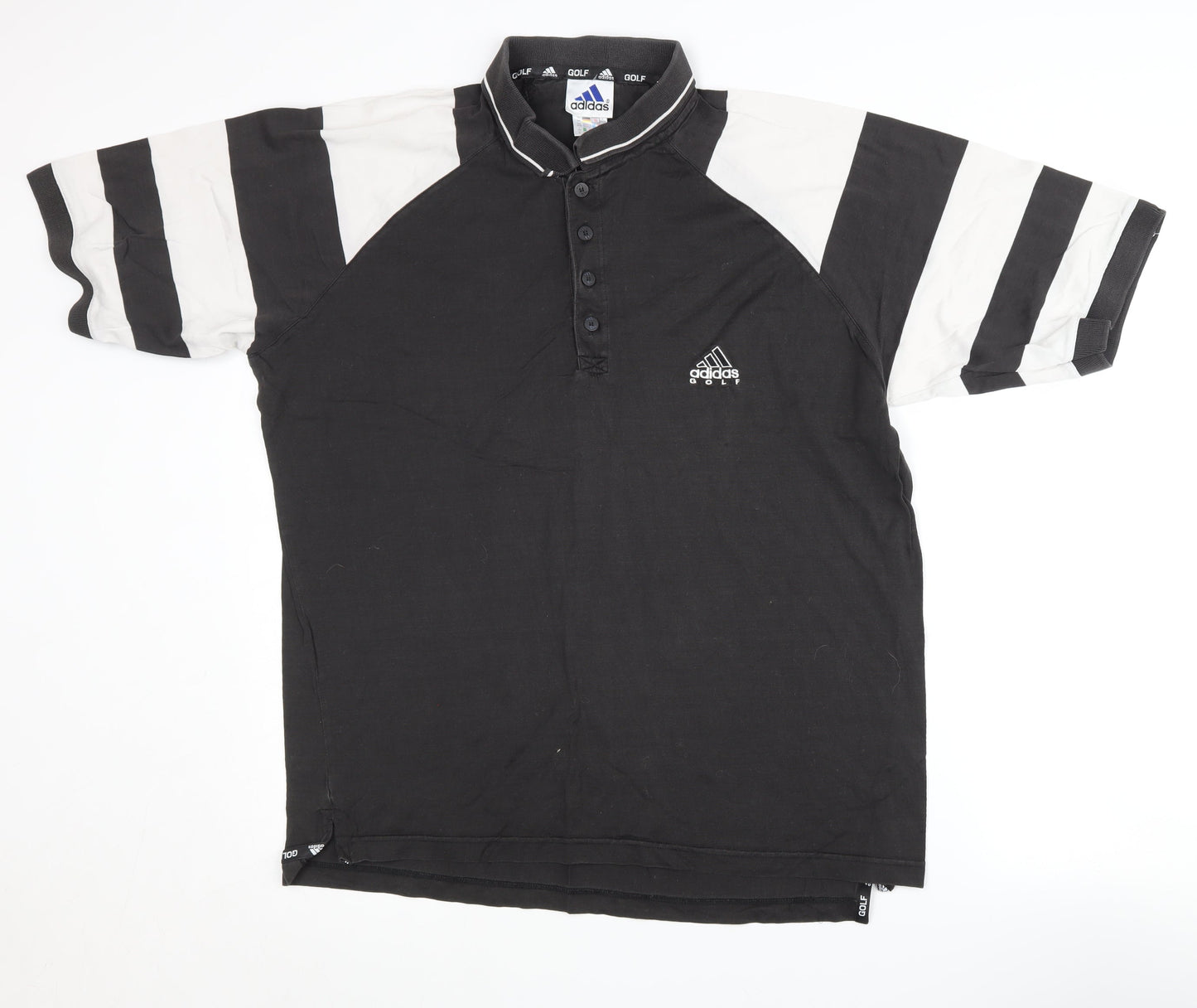 Adidas Men’s Black Striped Polo Shirt Large