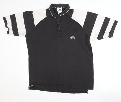 Adidas Men’s Black Striped Polo Shirt Large