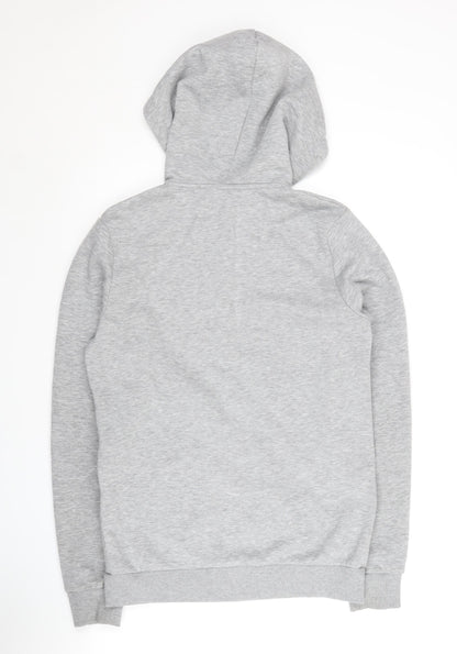 JustHype Men's XS Grey Full Zip Hoodie, Logo Accent